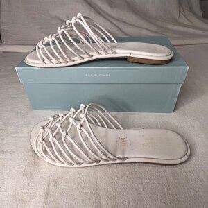 Seychelles-Lulus Size 9 White Leather Knotted Strap Slip-On Sandals Comfort